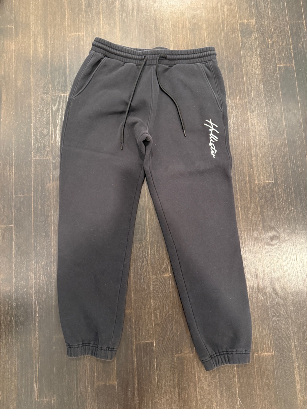 Hollister Men’s Black Jogger Sweatpants with White Logo